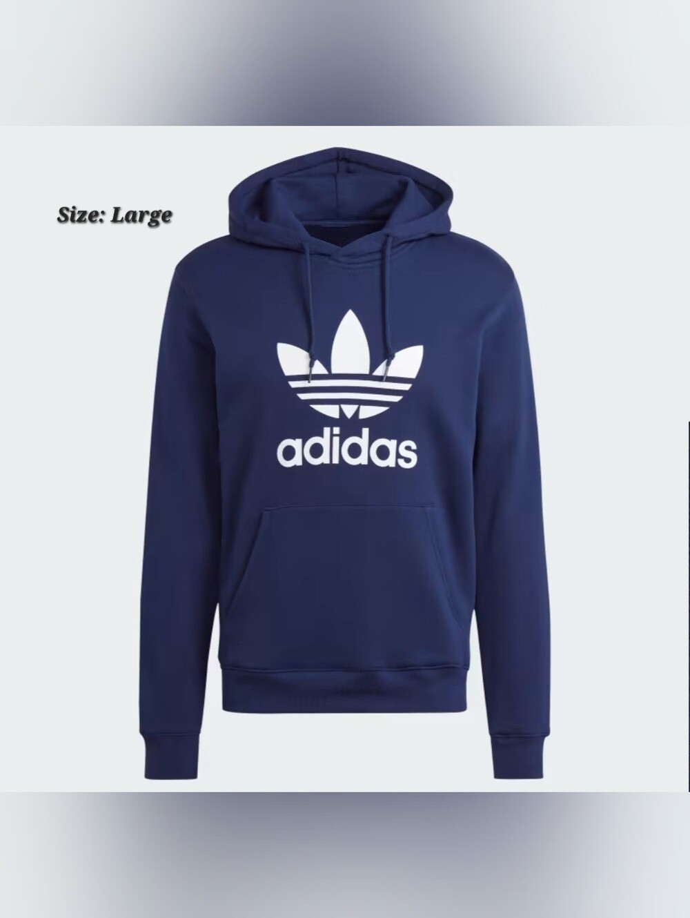 NWT Adidas Trefoil Logo Hoodie Sweatshirt Navy Size Large